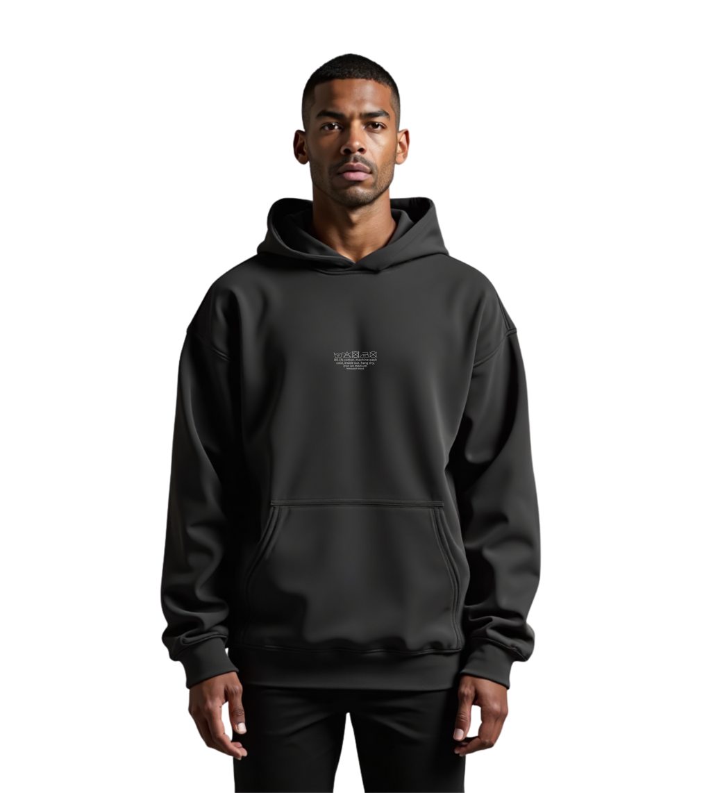 do not iron print - faded black hoodie