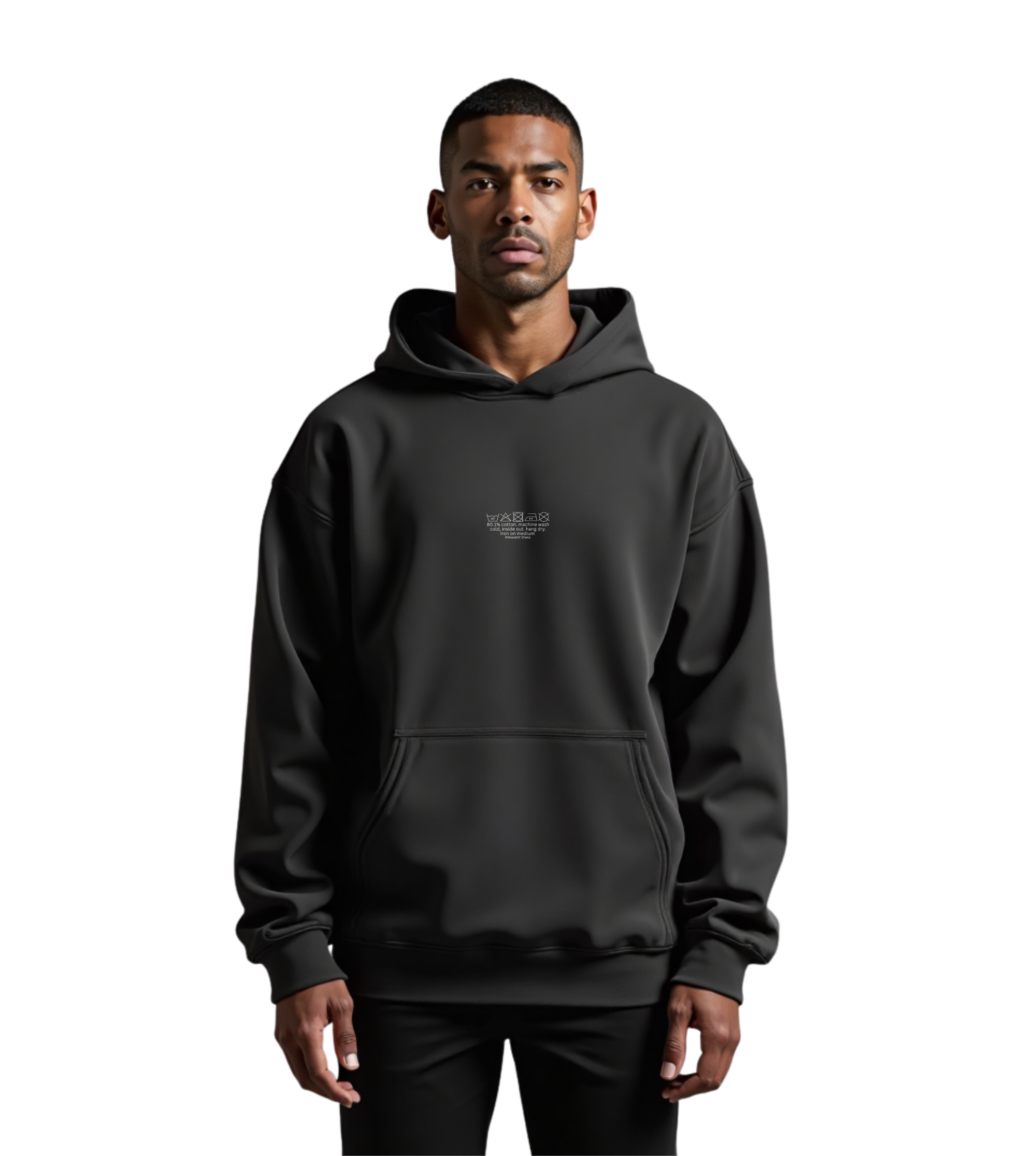 do not iron print - faded black hoodie